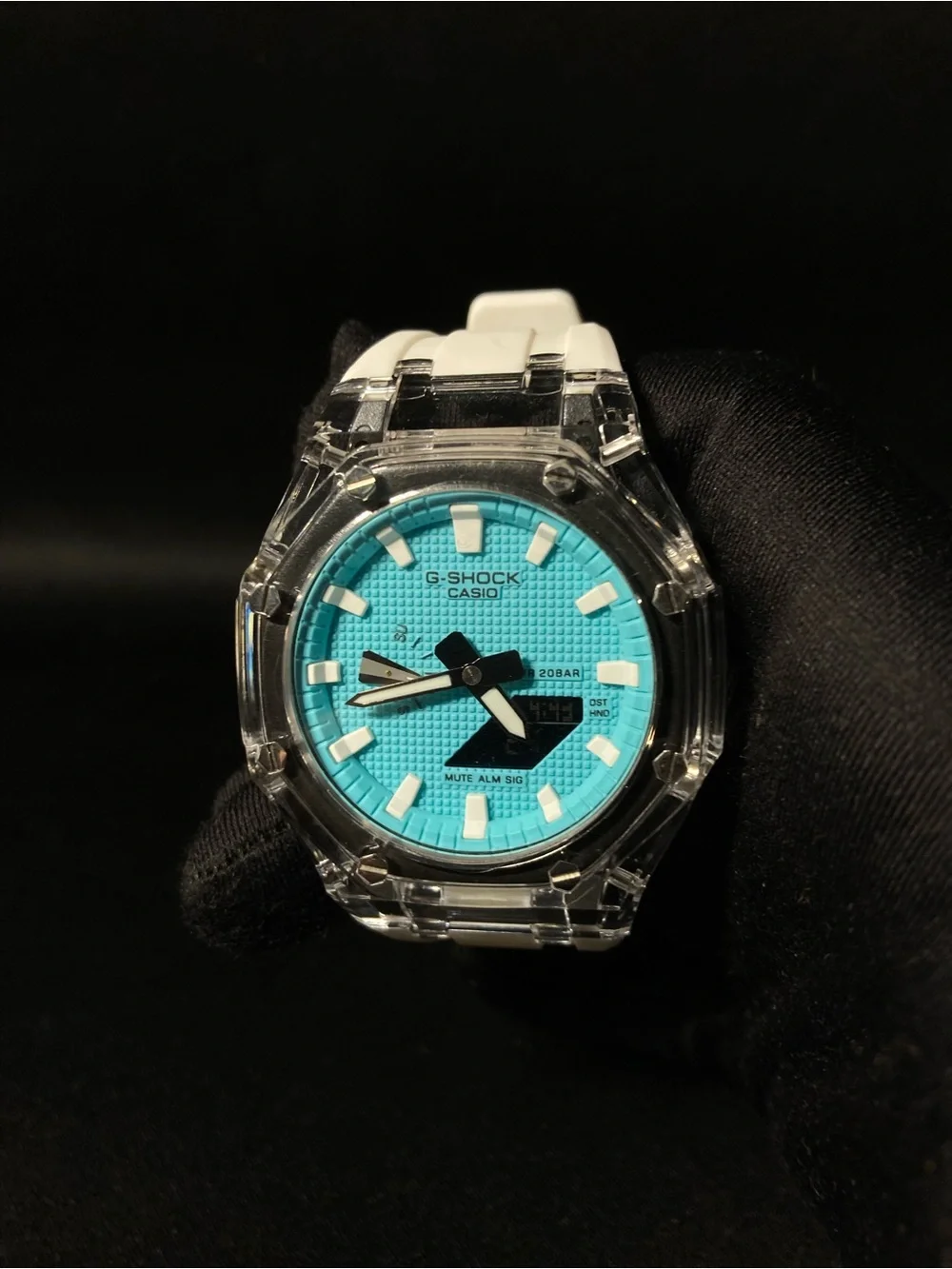 Teal and White G Shock Ga2100